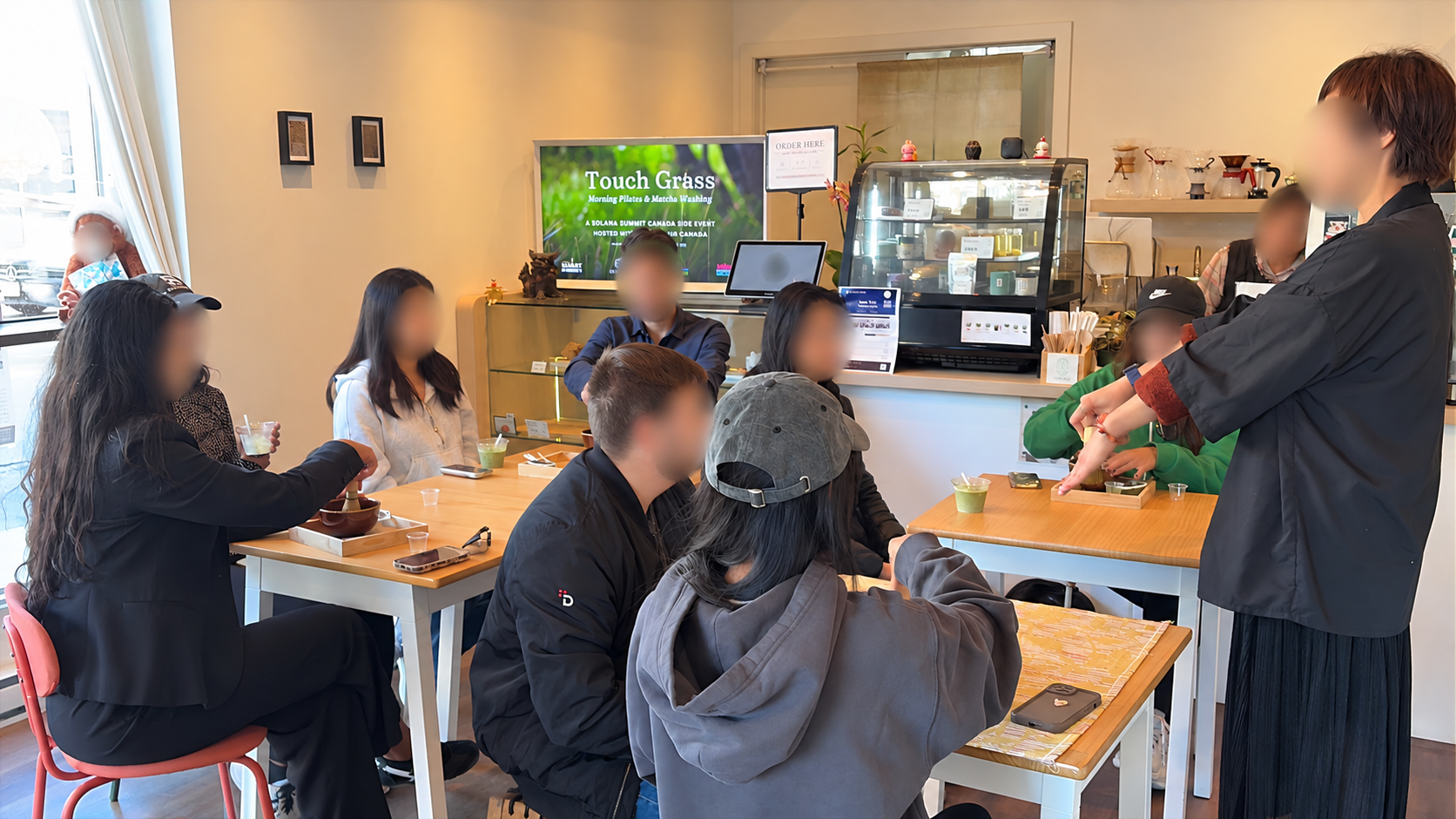 Guests taking part in the Touch Grass matcha workshop